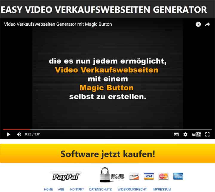 Video Verkaufswebseiten Generator