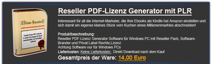 Reseller PDF Lizenz Generator mit Privat Label Rechten